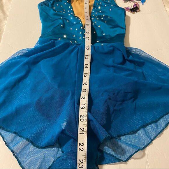 The Line up solo dance costume ALYSHA BIKETARD teal mallard green rhinestone 10 - Picture 11 of 12